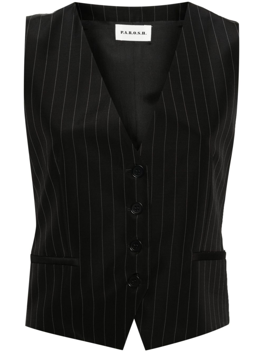 V-neck pinstripe waistcoat - Black