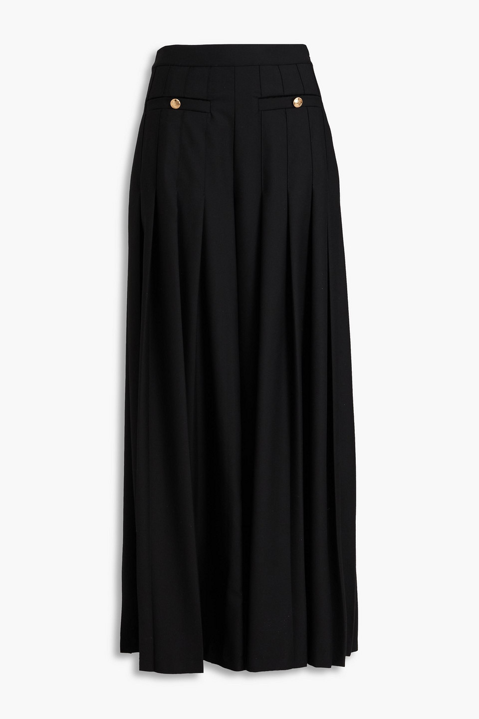 Pleated twill wide-leg pants - Black - FR 36