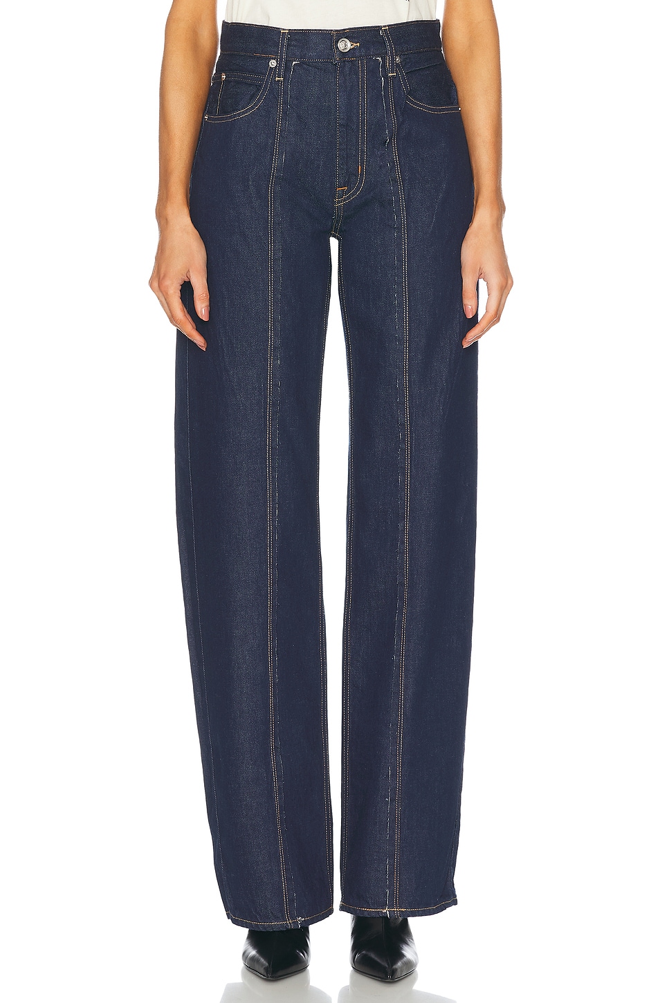 SLVRLAKE Cassie Distressed Edge Relaxed Leg in Midnight Mile - Denim-Dark.  32 also in