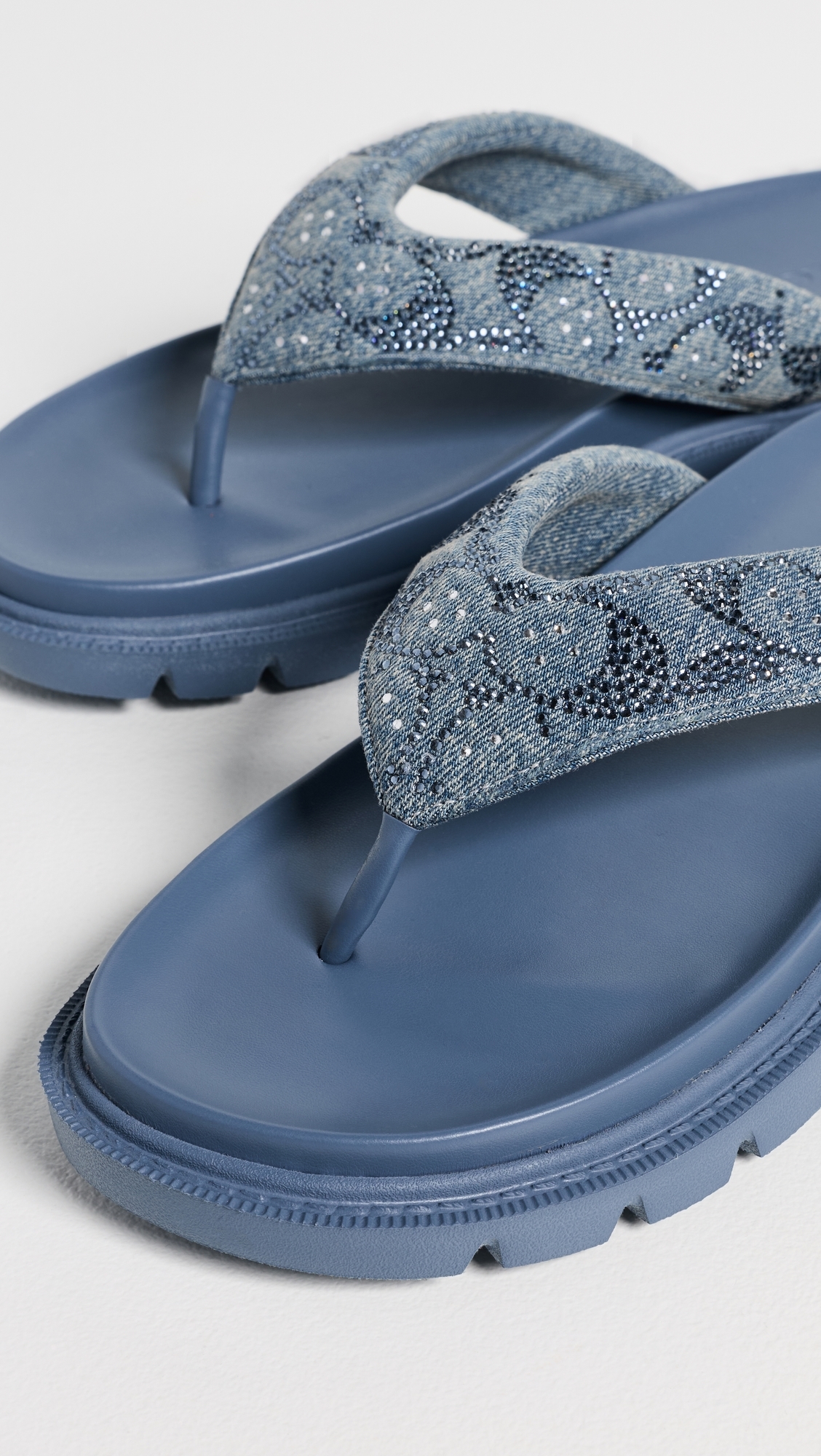 Brynn Thong Sandals Denim Crystals