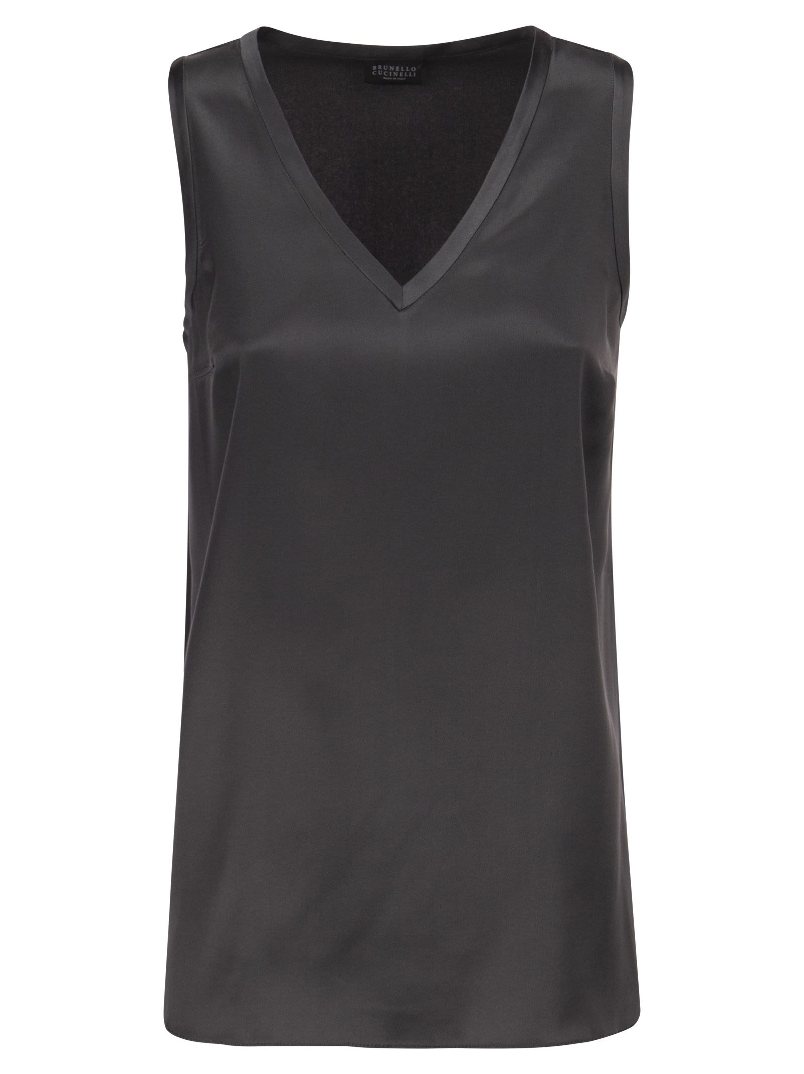 Stretch Silk Satin Top