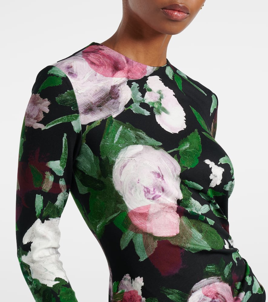 Draped floral midi dress