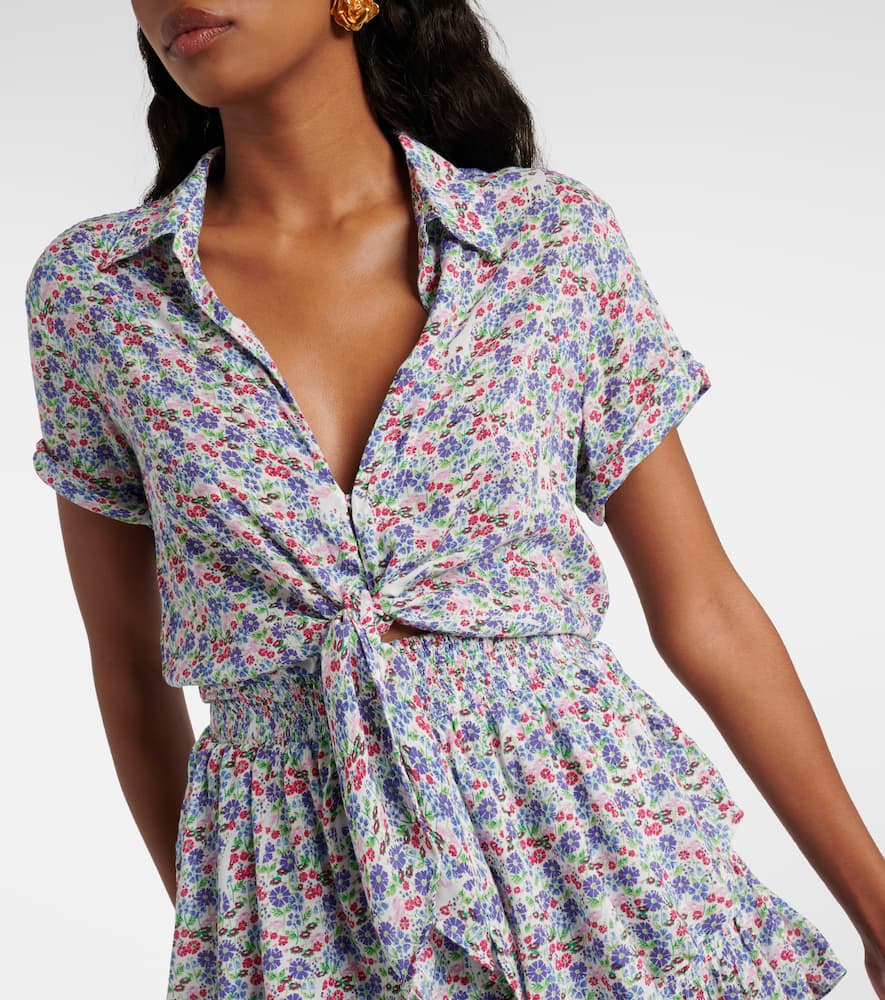 Branda floral tiered shirt dress