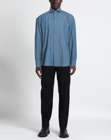 Man Shirt Slate blue Size XL Cotton