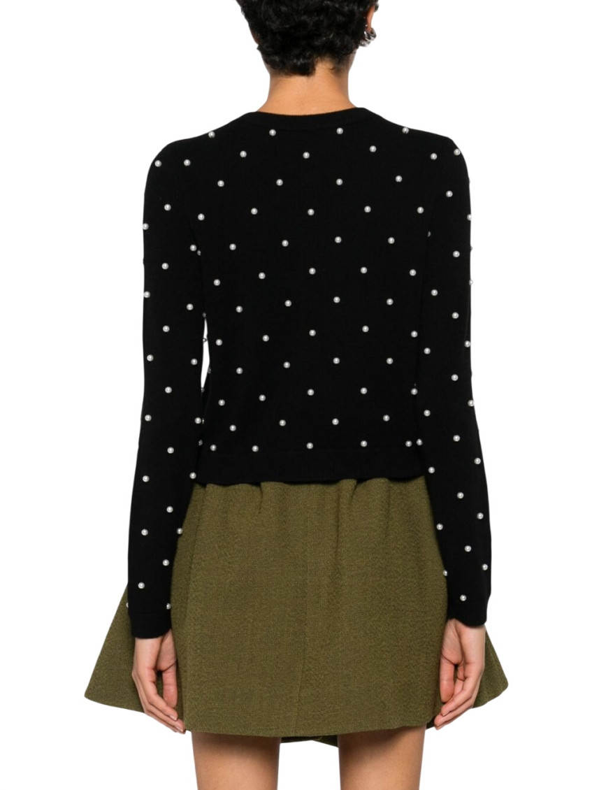Black Embellished Crew Neck Sweater