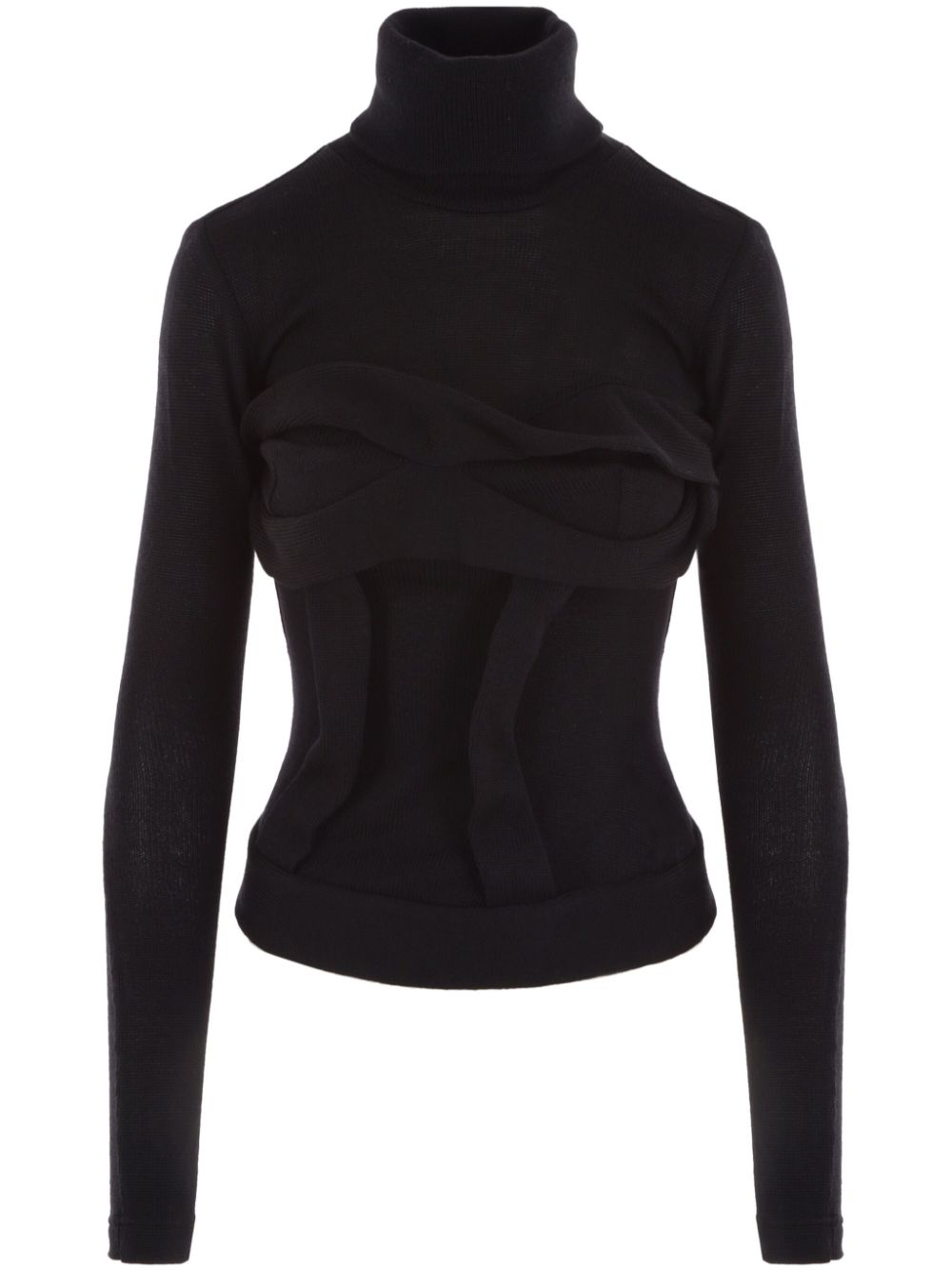 Gathered-detail layered jumper - Black