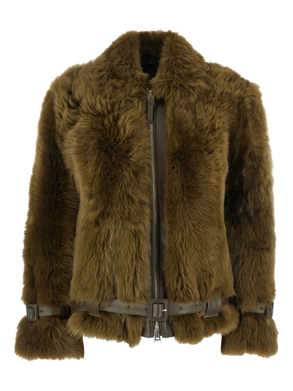 Shearling belted jacket - Green