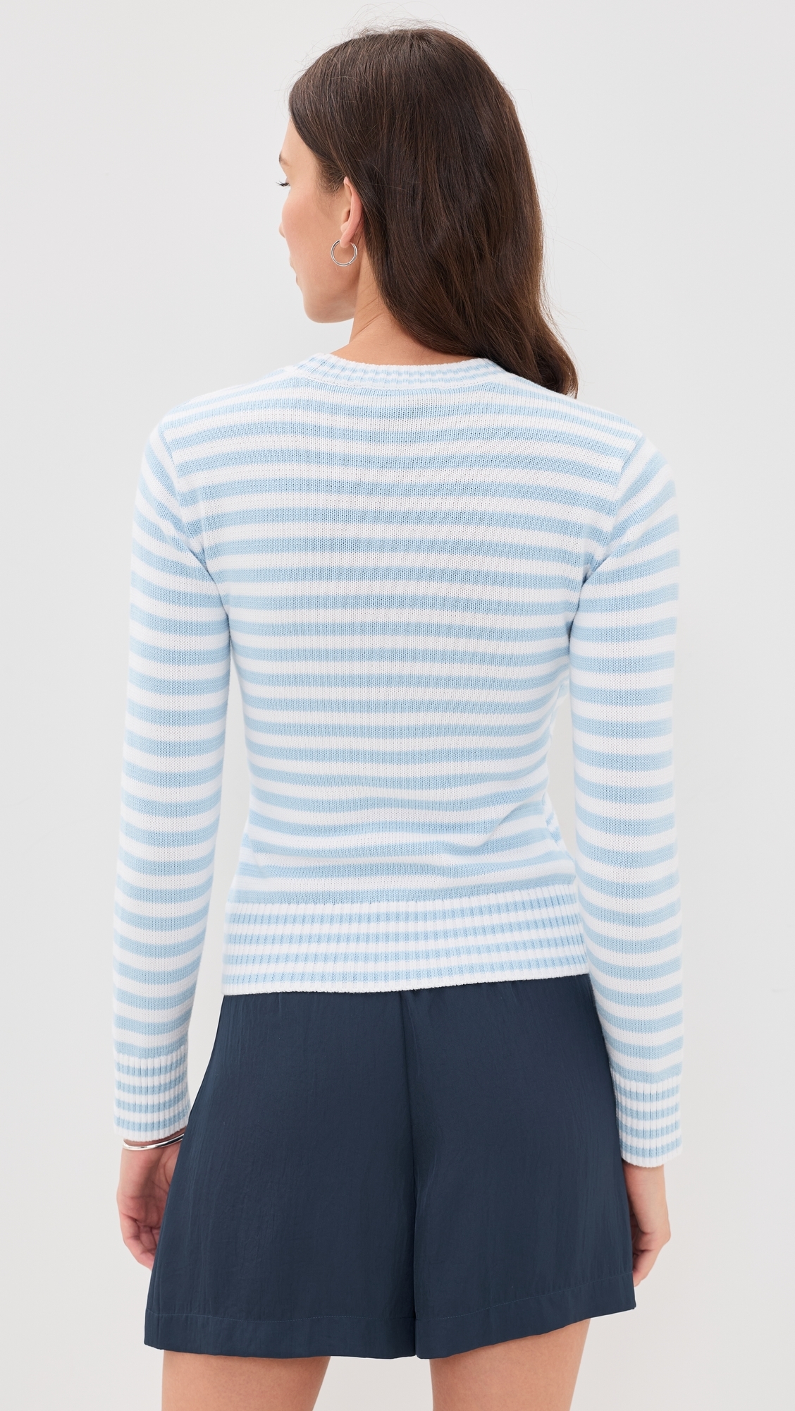 Cotton Sailboat Striped Sweater Light Blue White Stripe