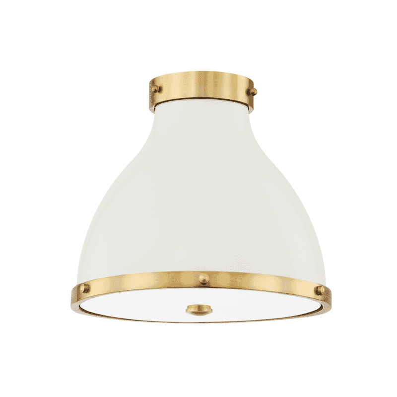 Aged Brass Off White Two Light Flush Mount from the Painted No. 3 Collection