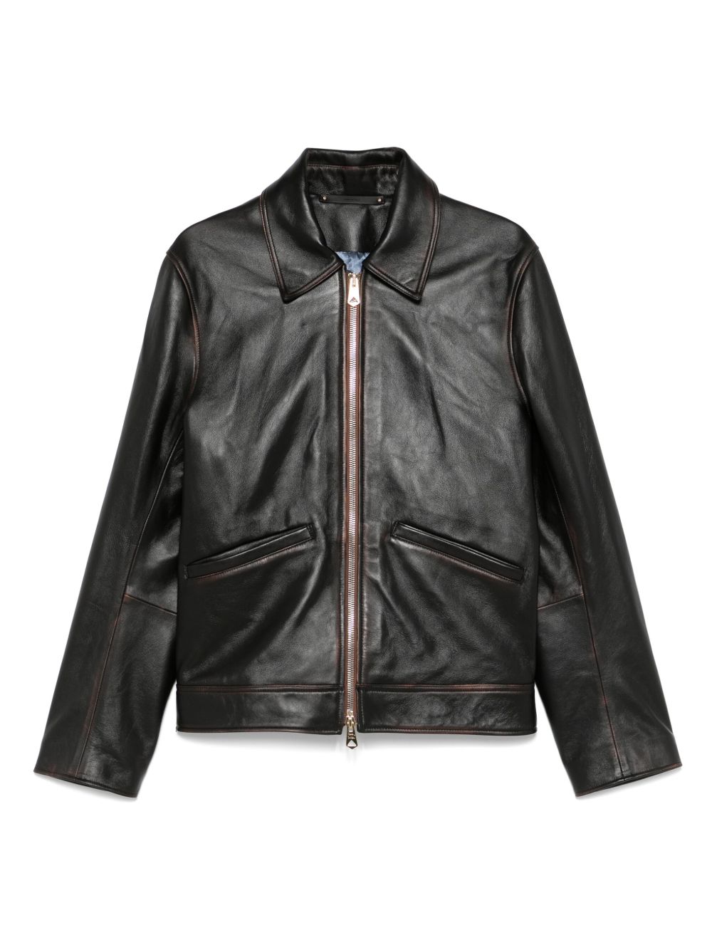 Leather zip-up jacket - Black