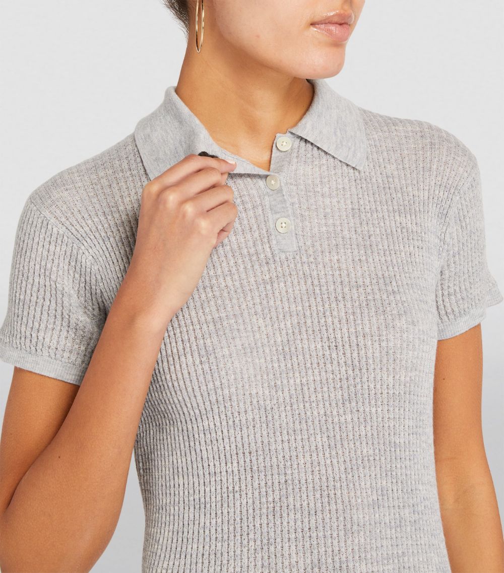 Cashmere Cropped Polo Shirt