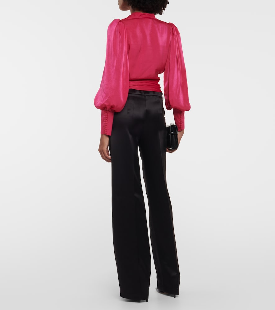 Mouglalis wrap satin blouse