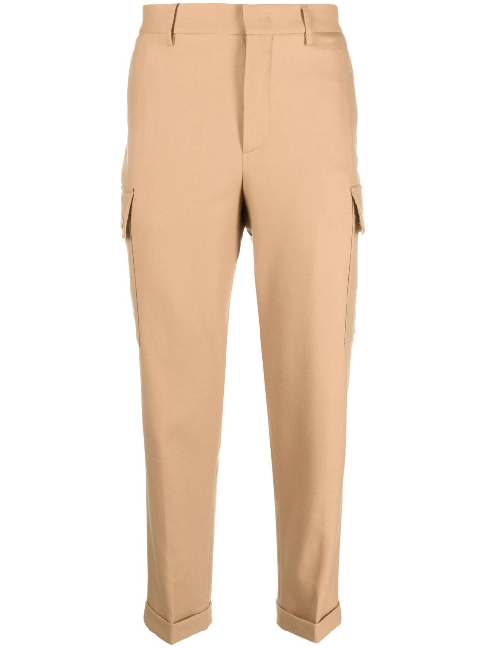 Cropped tapered wool trousers - Brown