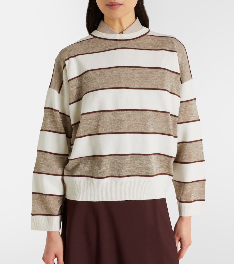 Striped wool, cashmere, and silk sweater