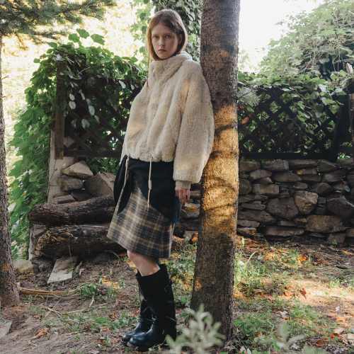 Fluffy Fur Zip-Up Jacket_Ivory