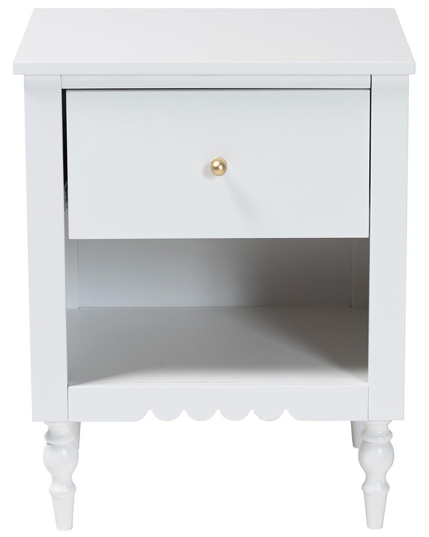 Roni Modern 1-Drawer Nightstand with Scalloped Edges