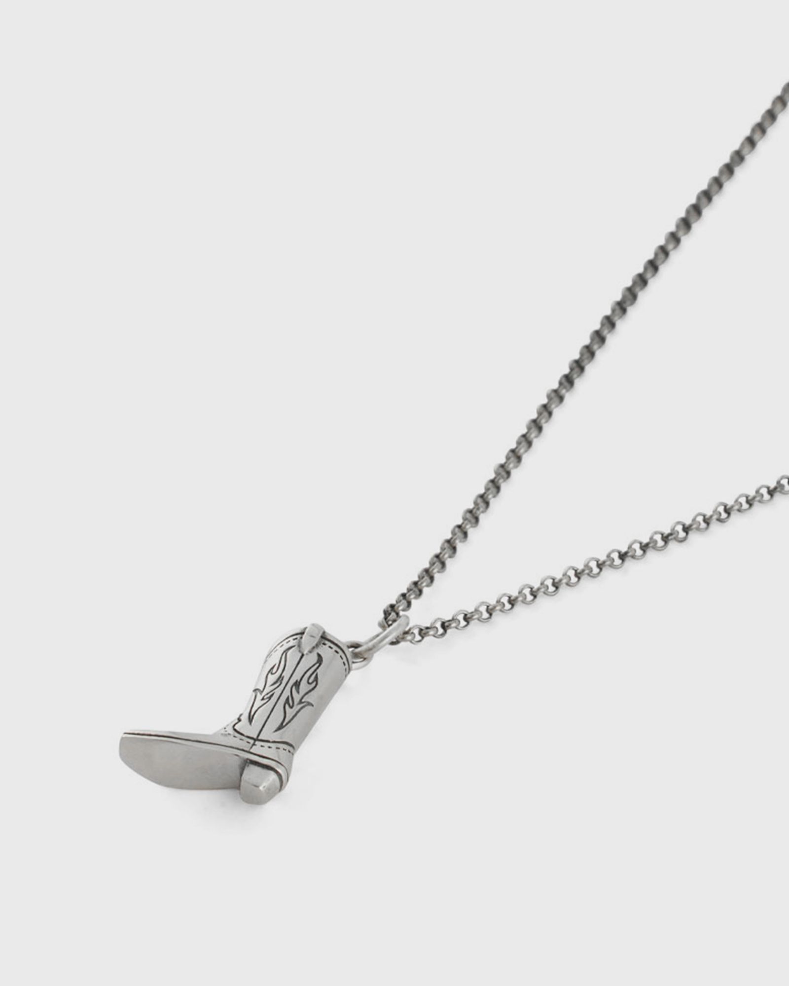 Silver Cowboy Boot Necklace silver male Jewellery now available at BSTN