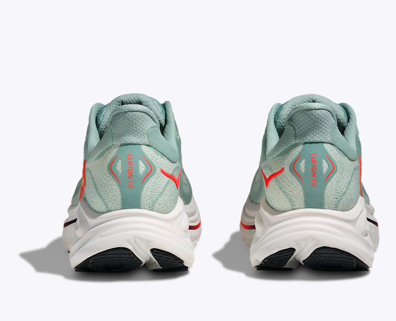 HOKA Men's Clifton 10 Shoes in Sage/Neon Flame