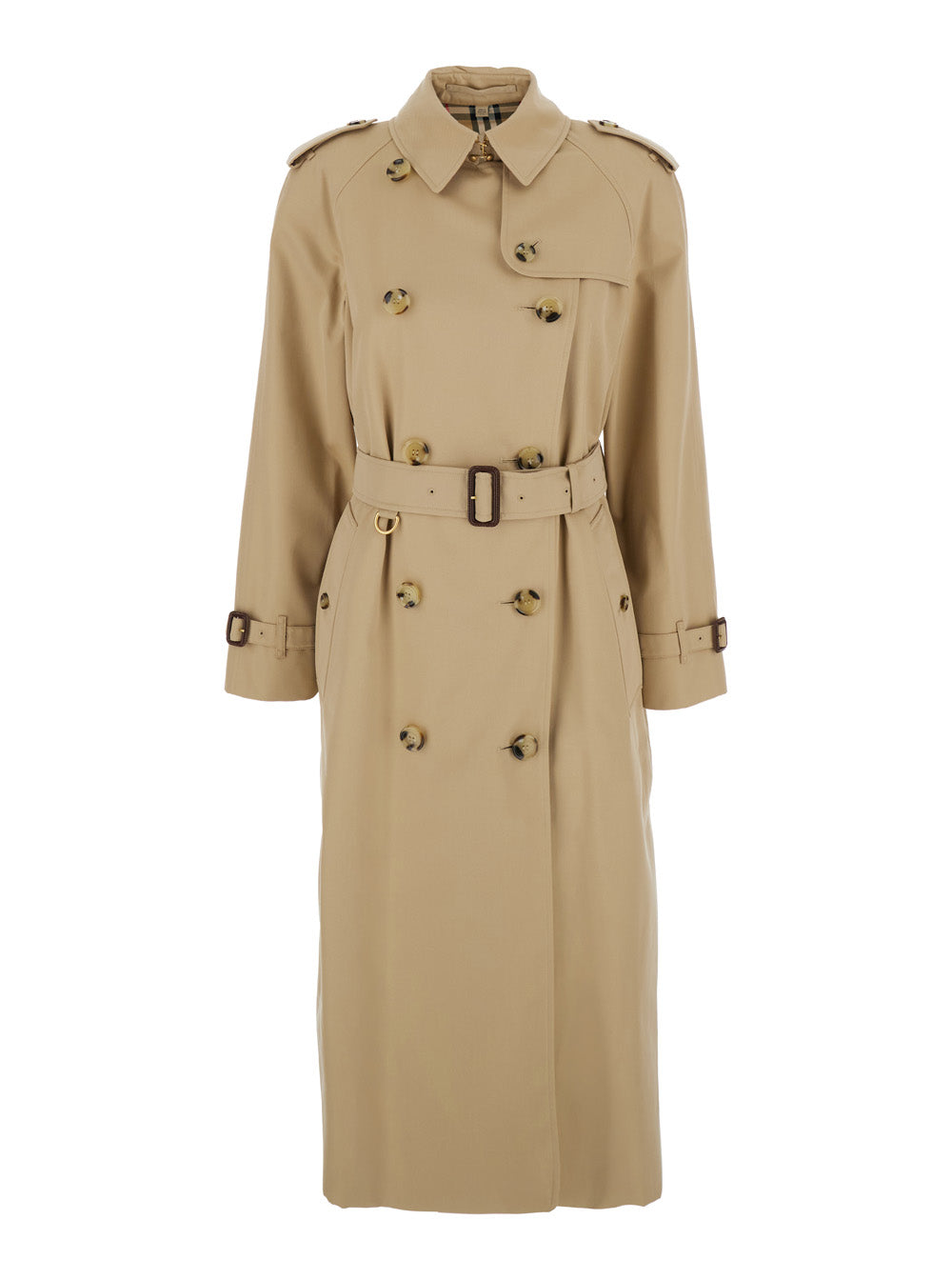 Double-Breasted Cotton Trench Coat — Beige