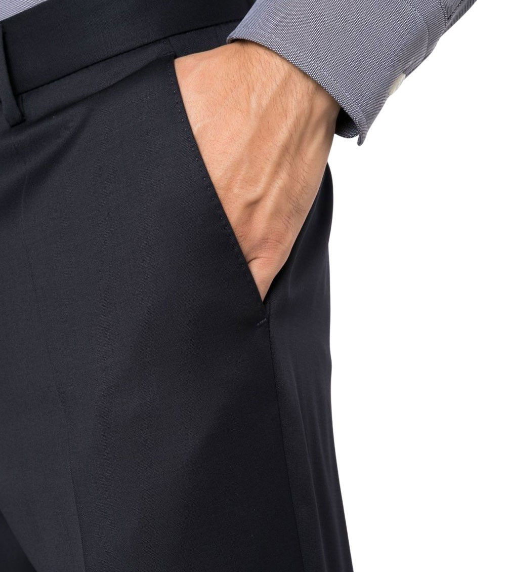 Blue Regular Flat Front Pant