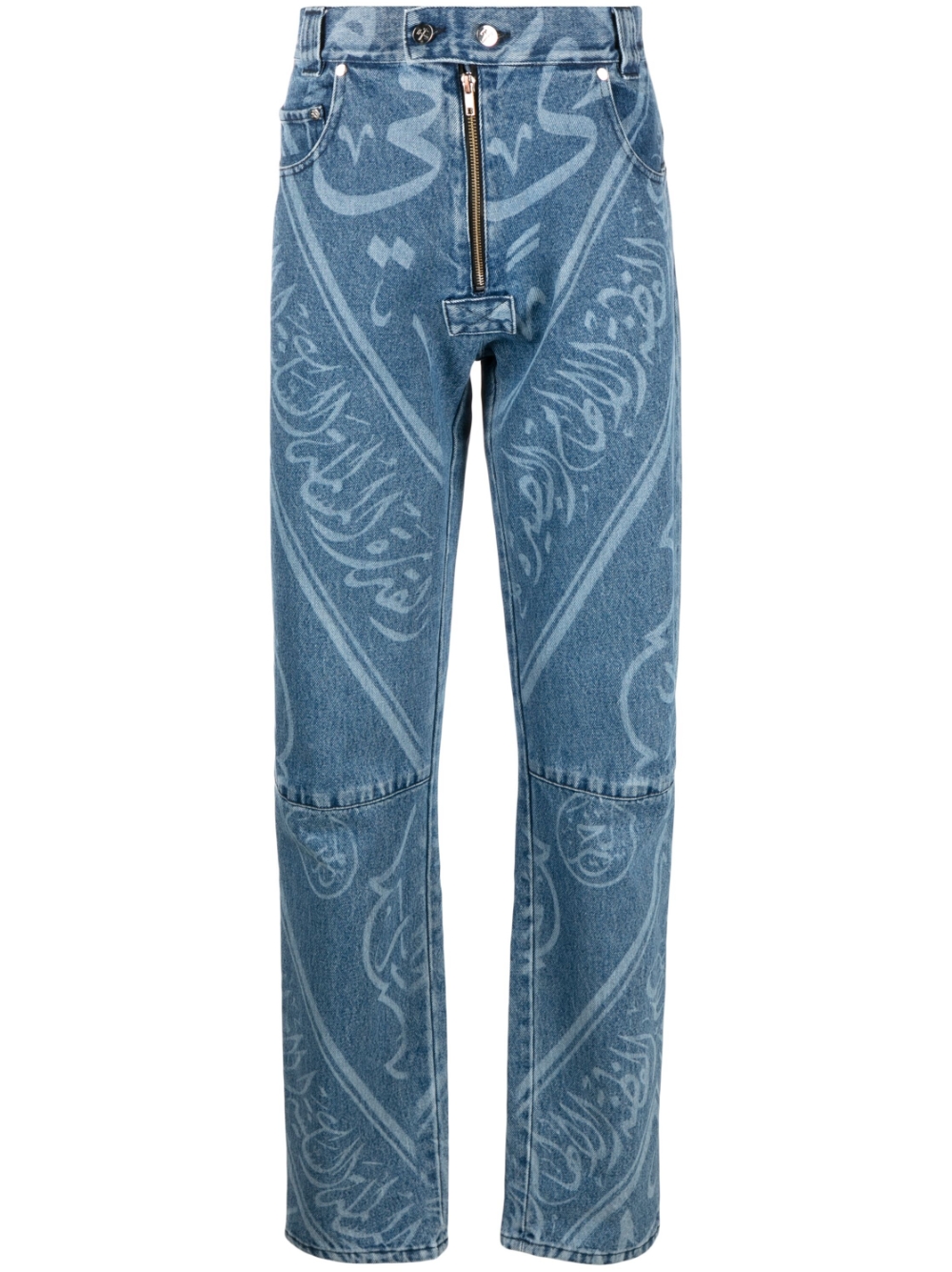Graphic-print straigh-leg jeans - Blue