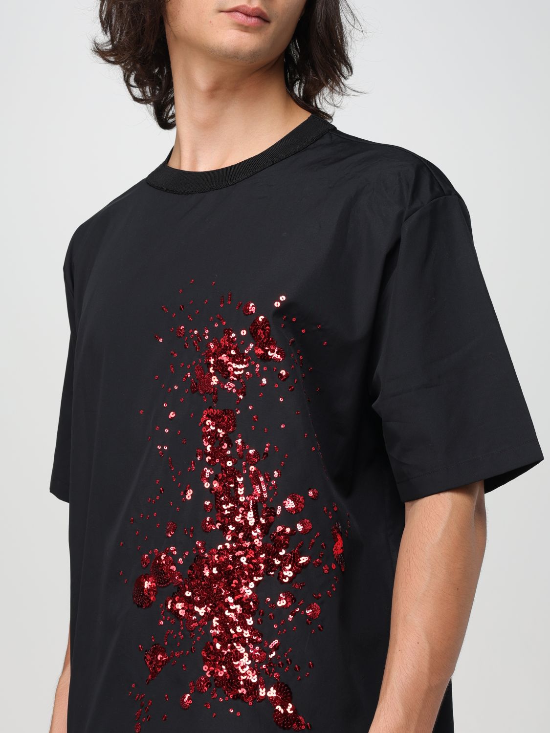 Sequin-embellishment T-shirt - Black