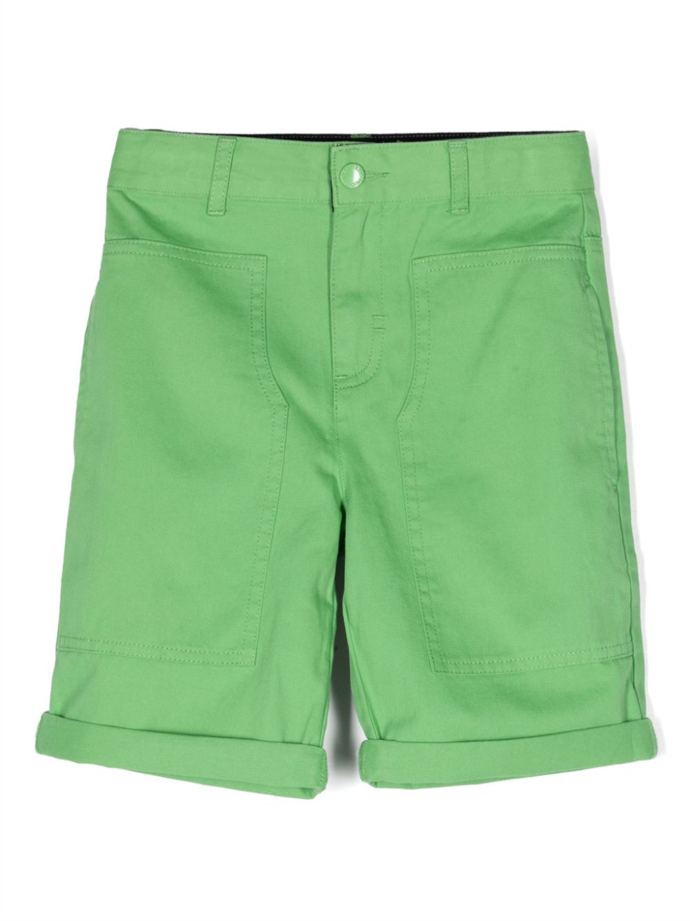 Logo-patch cotton chino shorts - Green