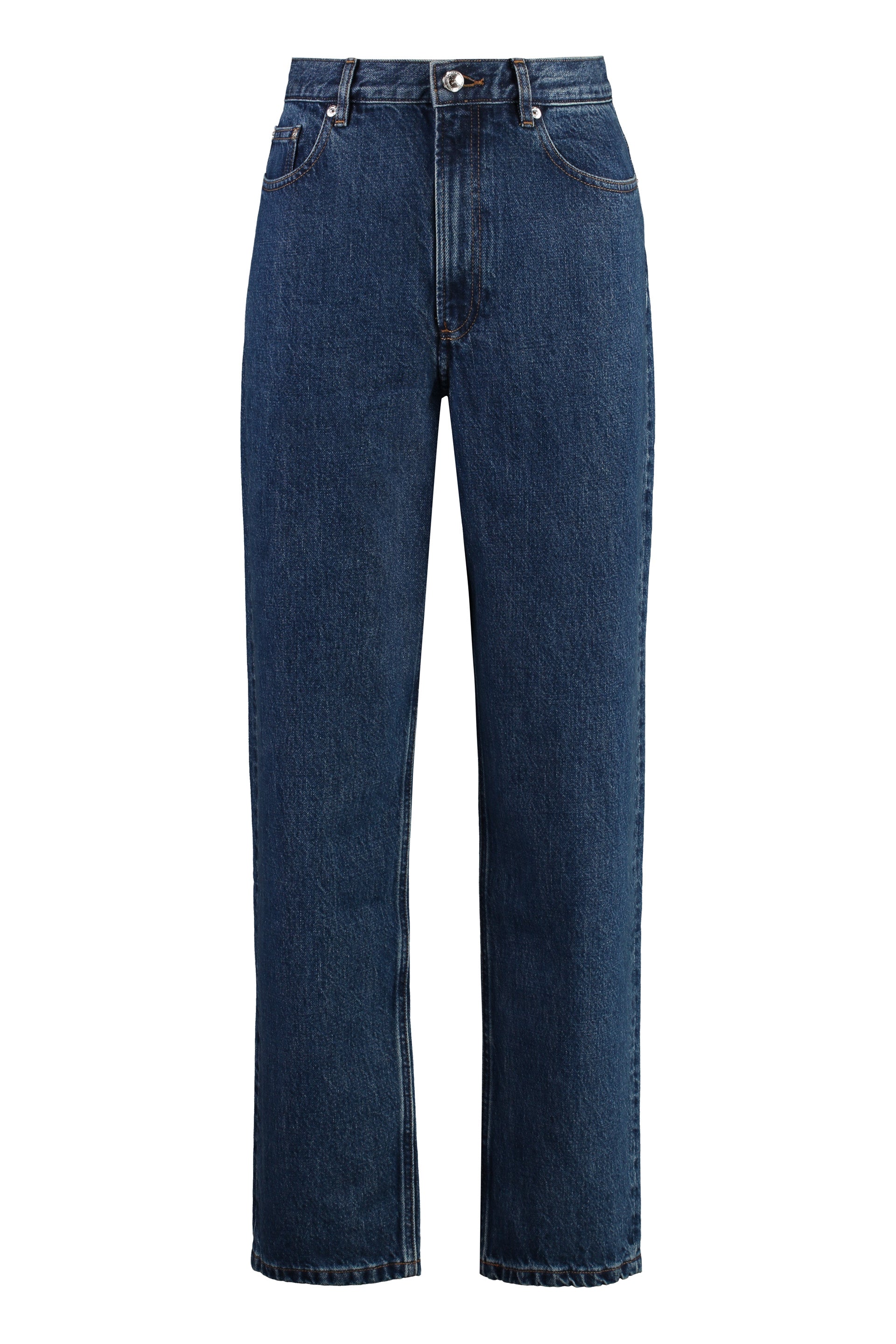 A. p.c. Men's Martin Straight-Leg 5-Pocket Jeans with Engraved Logo Rivets