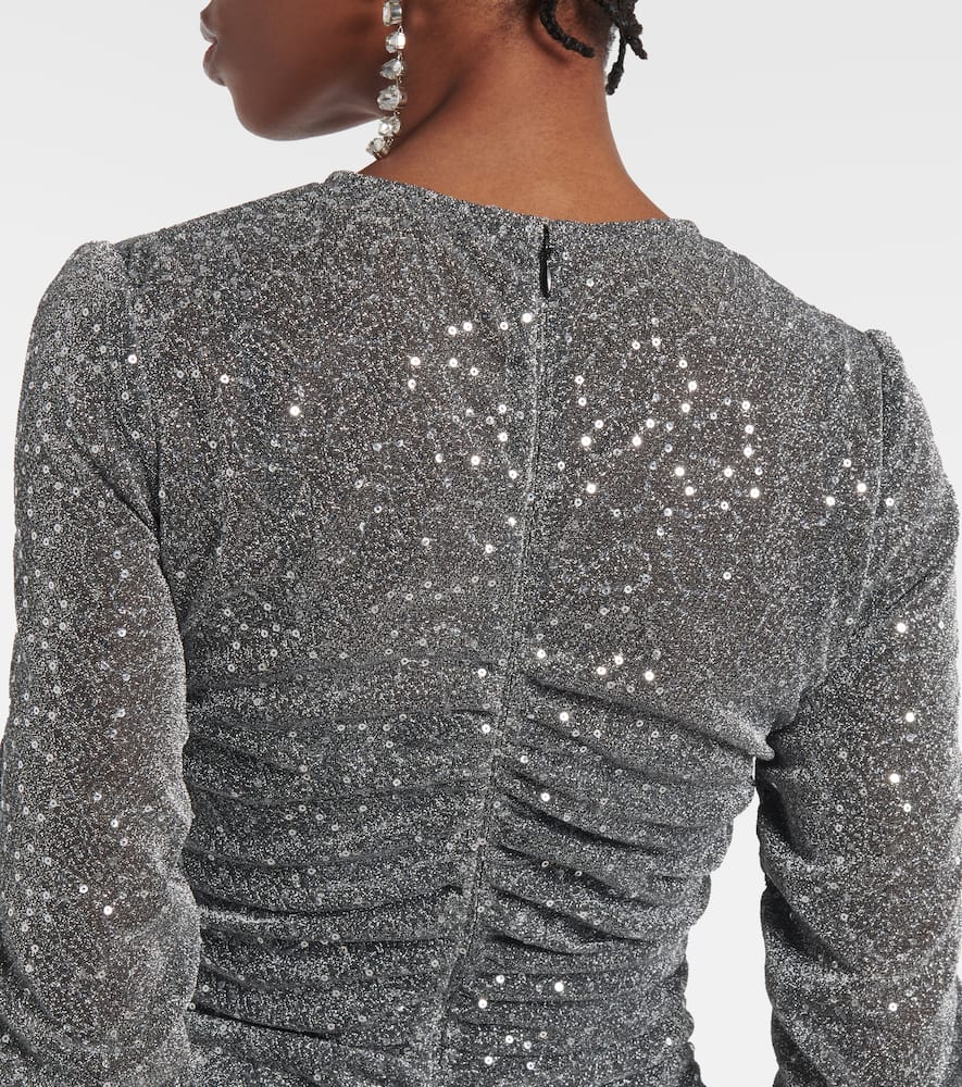 Sequined ruched midi dress