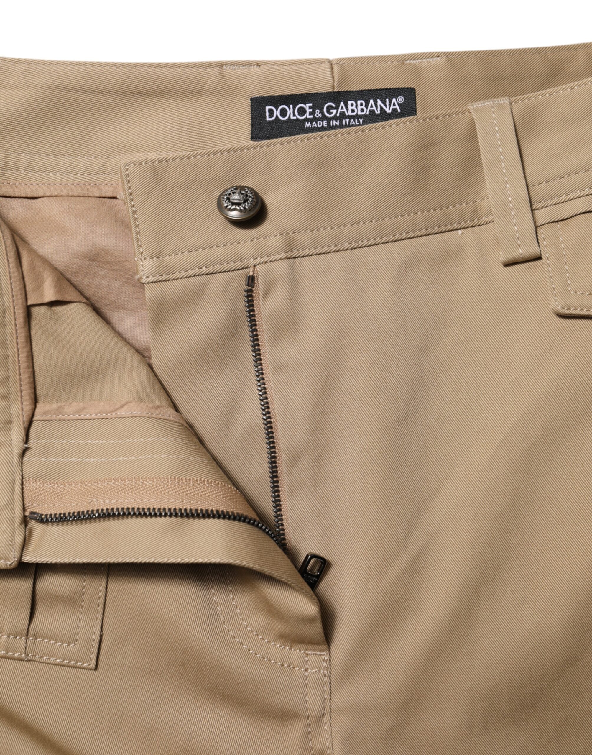 Cotton-Elastane Tapered Cargo Pants — Beige