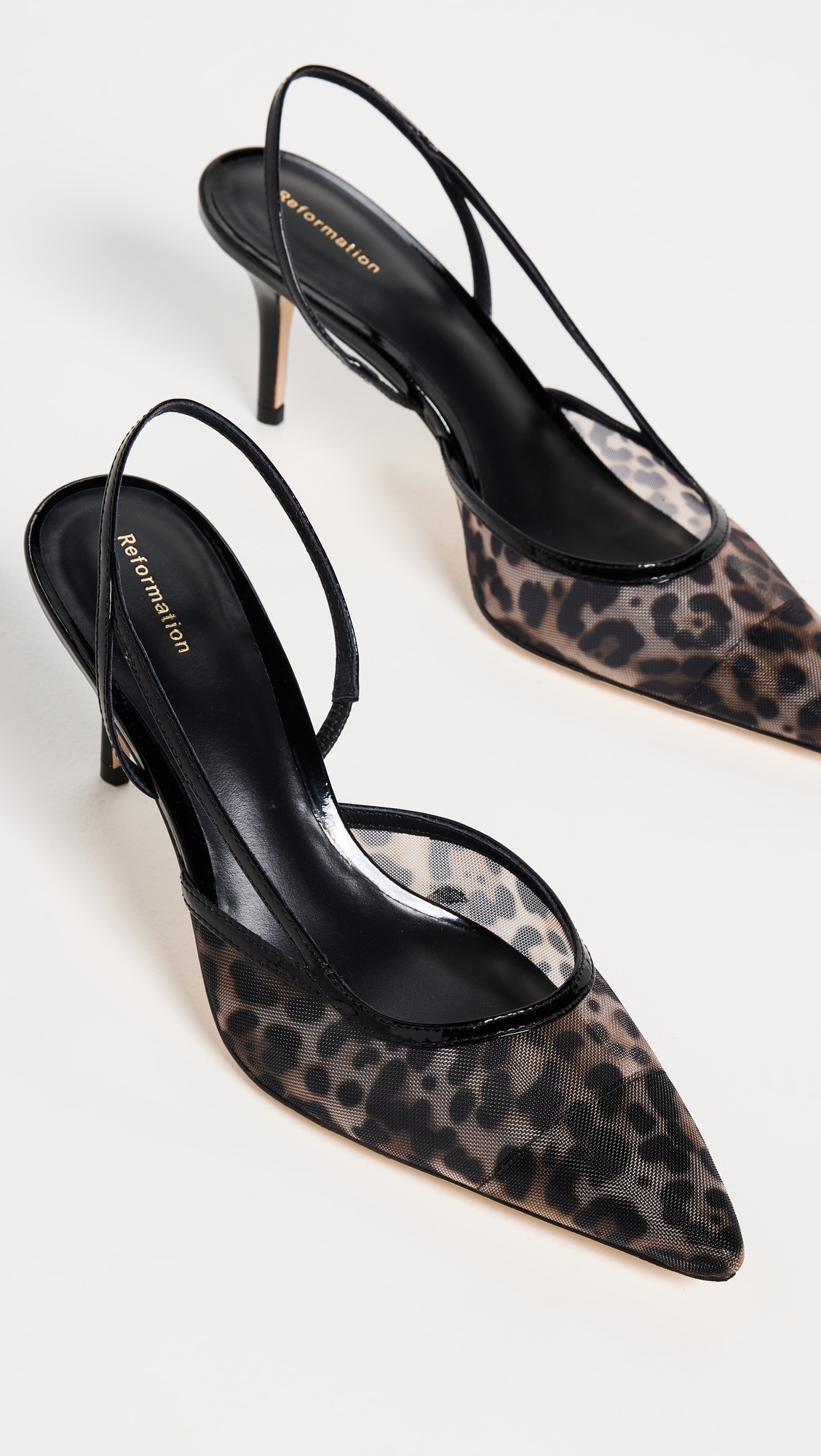 Whitnee Slingback Heels Leopard Mesh