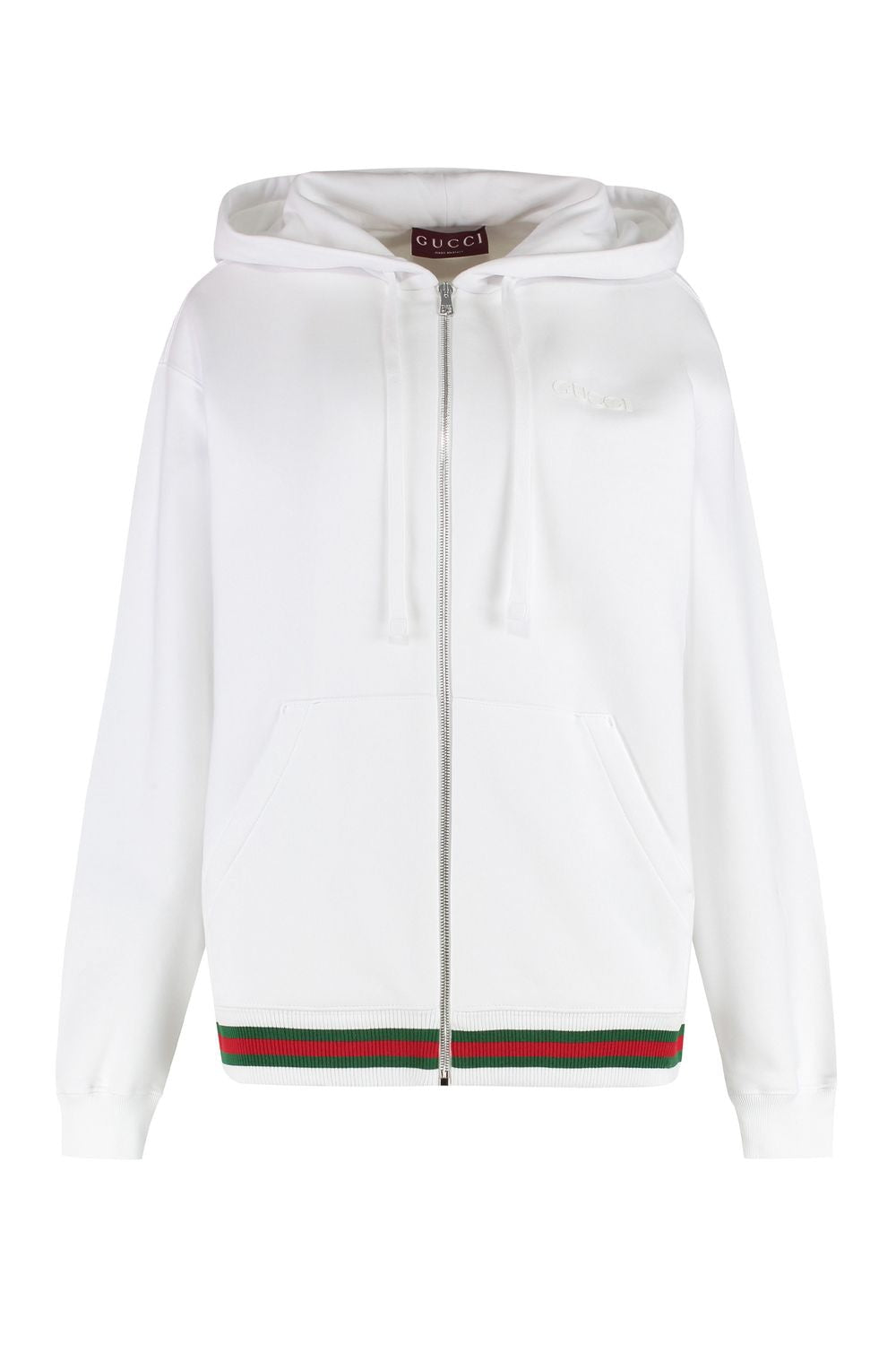 Web Detail Cotton Hooded Zip-up