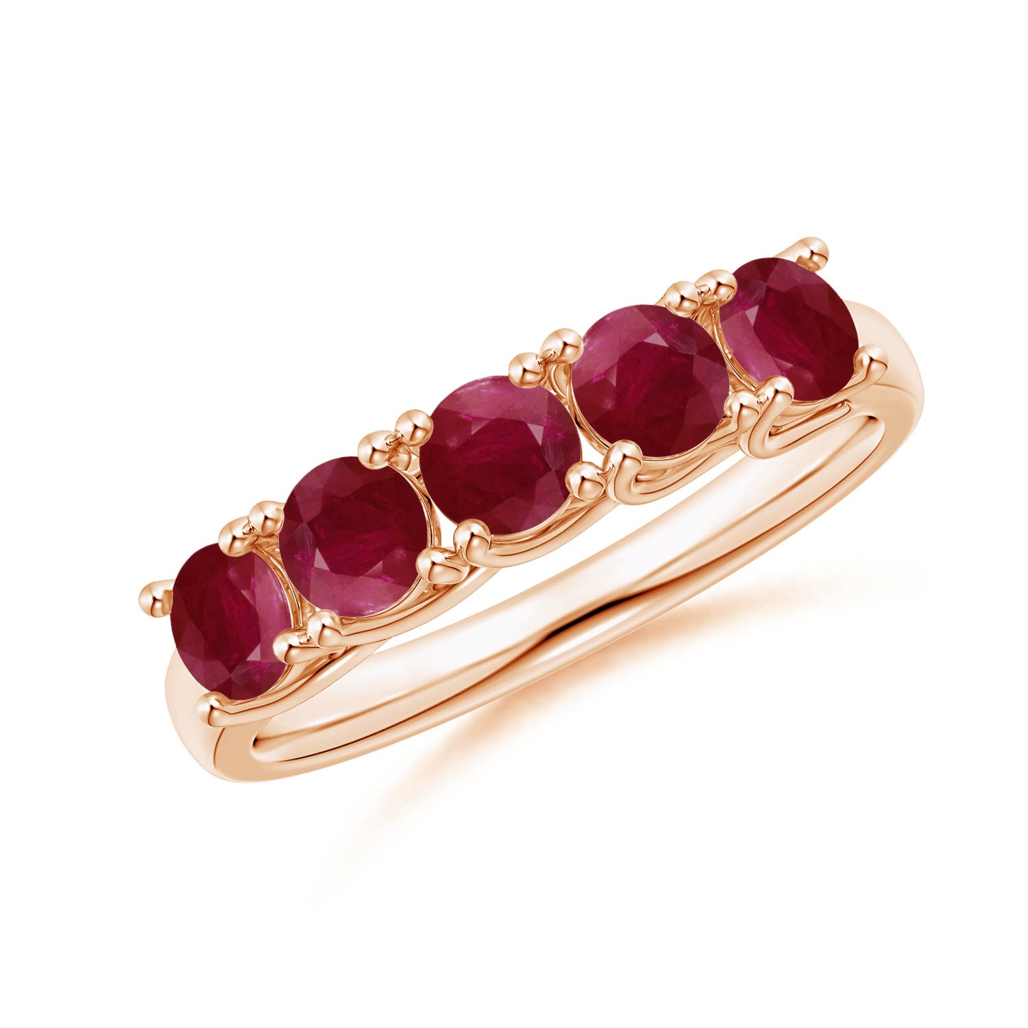 Angara 1.4 Carats Half Eternity Five Stone Ruby Wedding Band in 14K Rose Gold