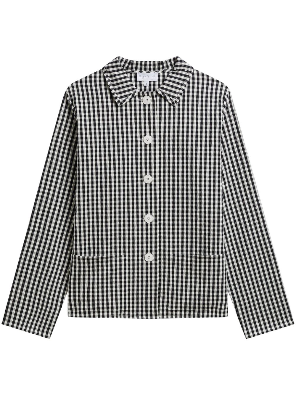 Gingham button-up shirt - Black