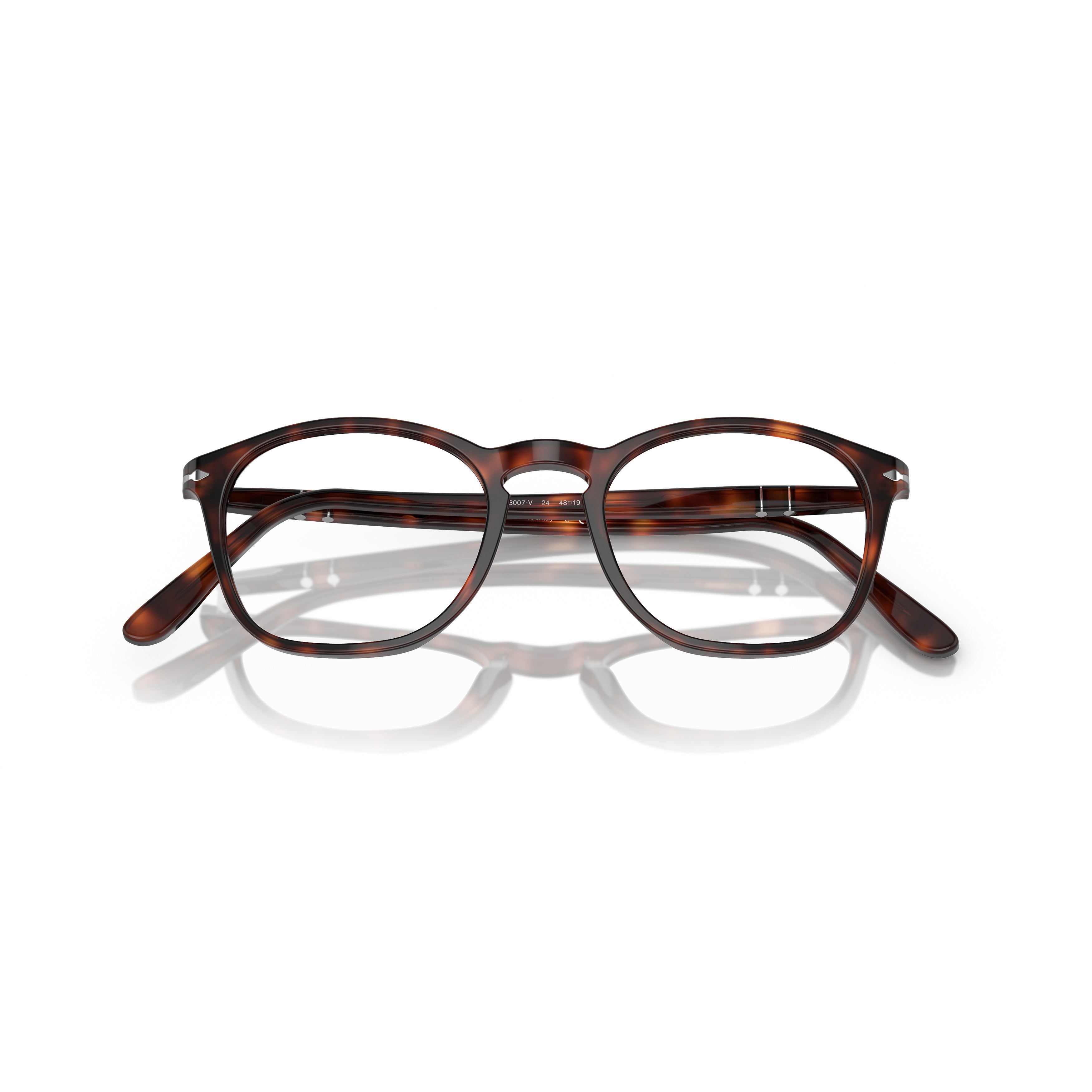 0po3007v Round Frame Tortoiseshell Sunglasses with Keyhole Bridge