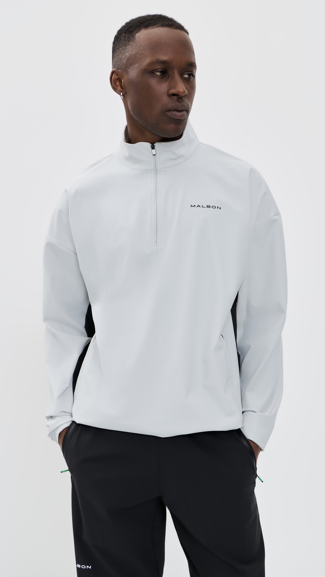 Performance Quarter Zip Shell Pullover SILVER / BLACK