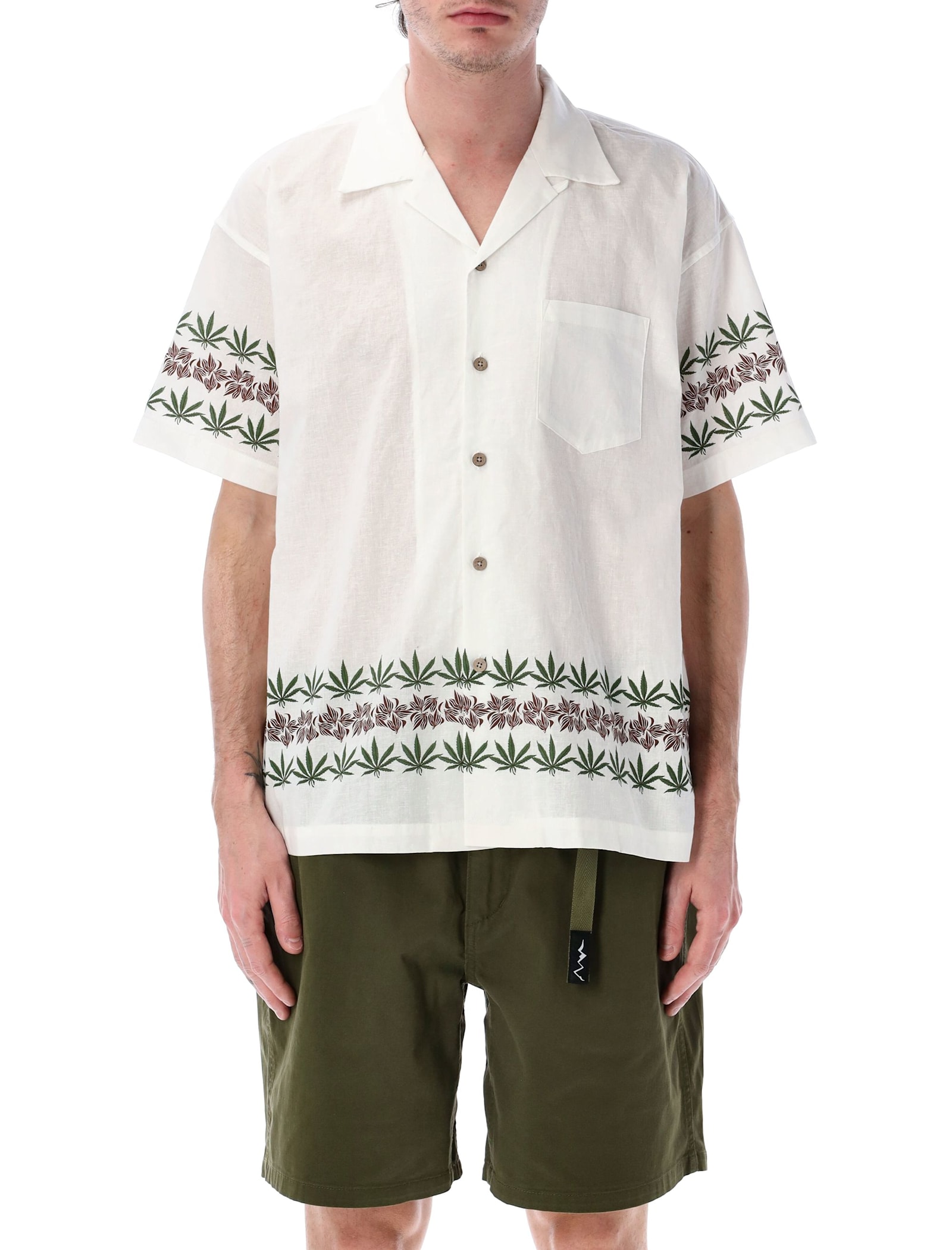 MANASTASH Manaloha leaf-print short-sleeve shirt - White