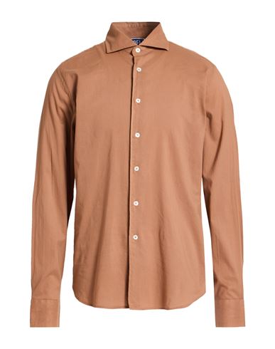 Man Shirt Light brown Size 17 Cotton, Elastane