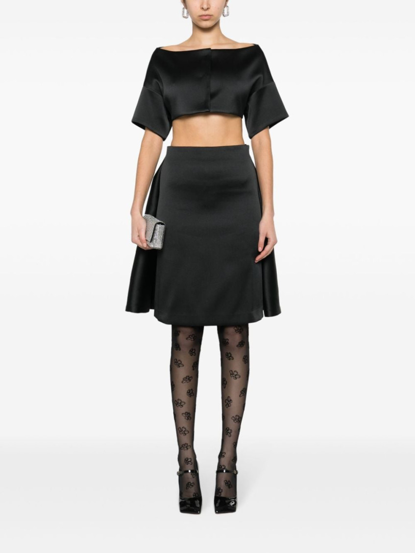 Black layered detail midi skirt