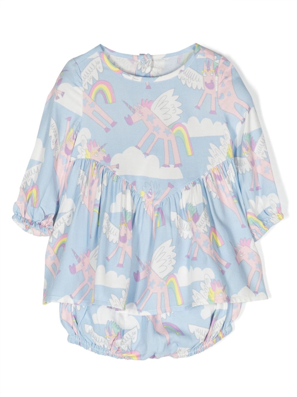 Graphic-print recycled viscose dress set - Blue