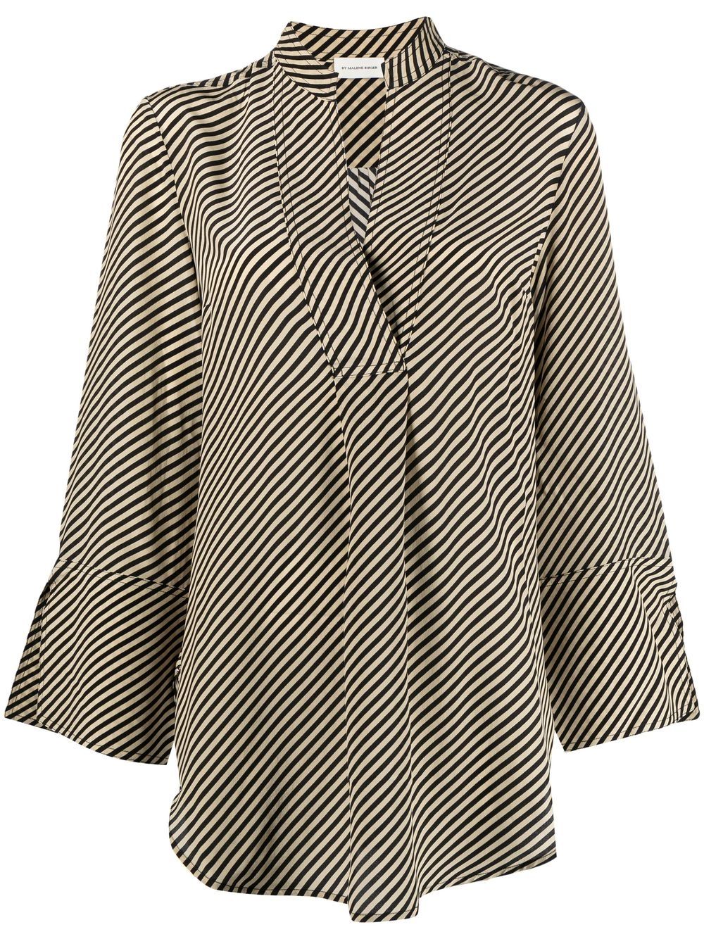 Silk diagonal-stripe blouse - Neutrals