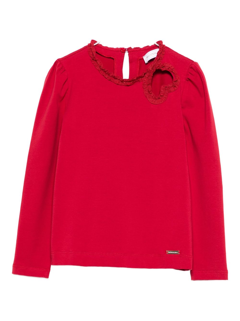 Heart-detail ruffled top - Red