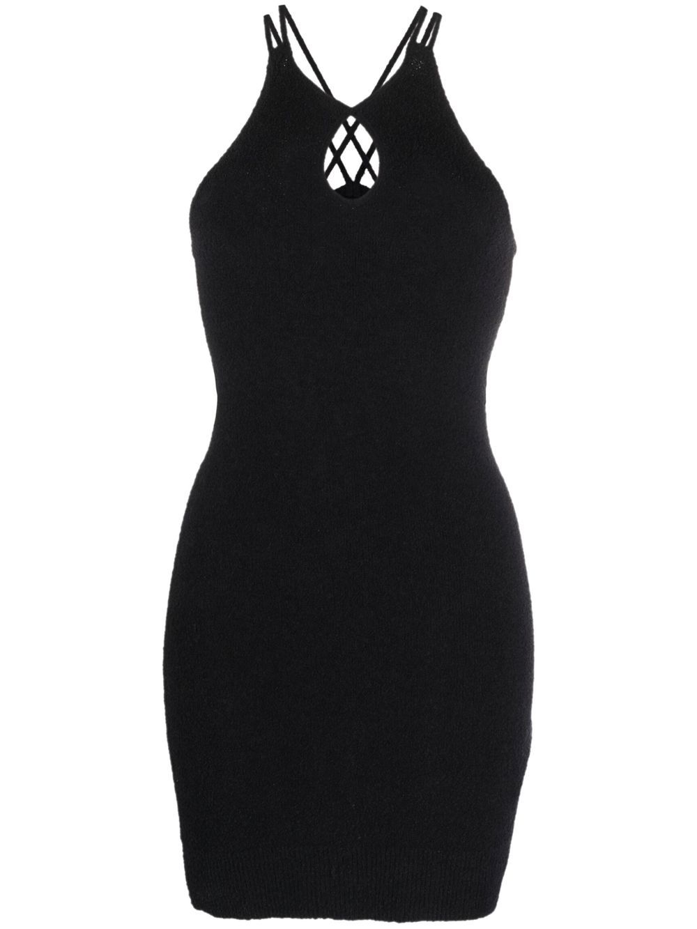 Halterneck knitted mini dress - Neutrals