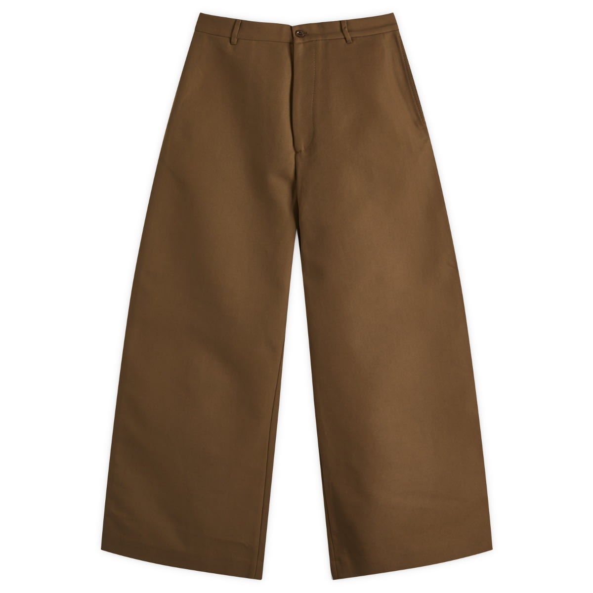 Men's Plass Double Cotton Twill Trousers in Olive Green