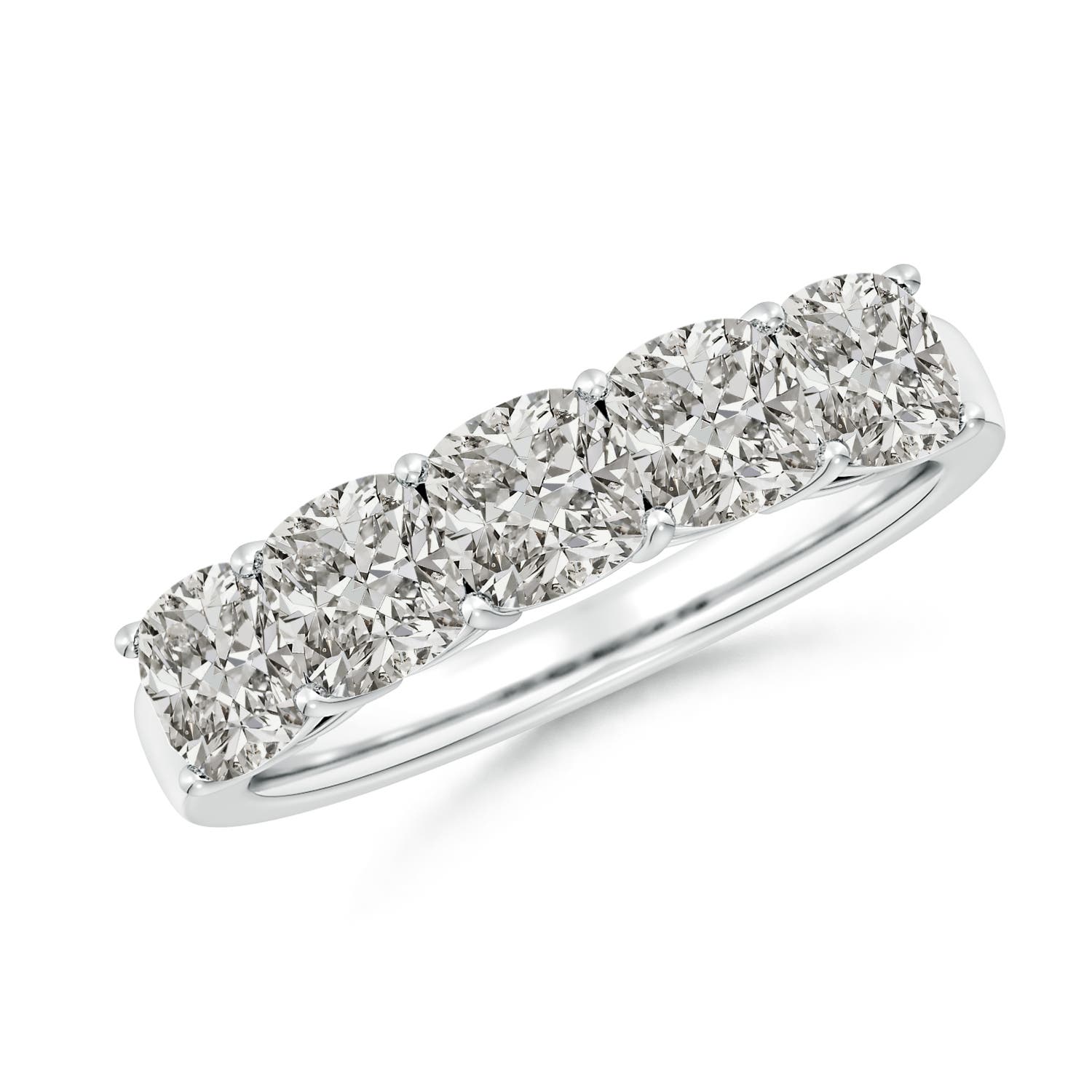 Angara 2.5 Carats Prong-Set Cushion Diamond Five Stone Wedding Ring in Silver
