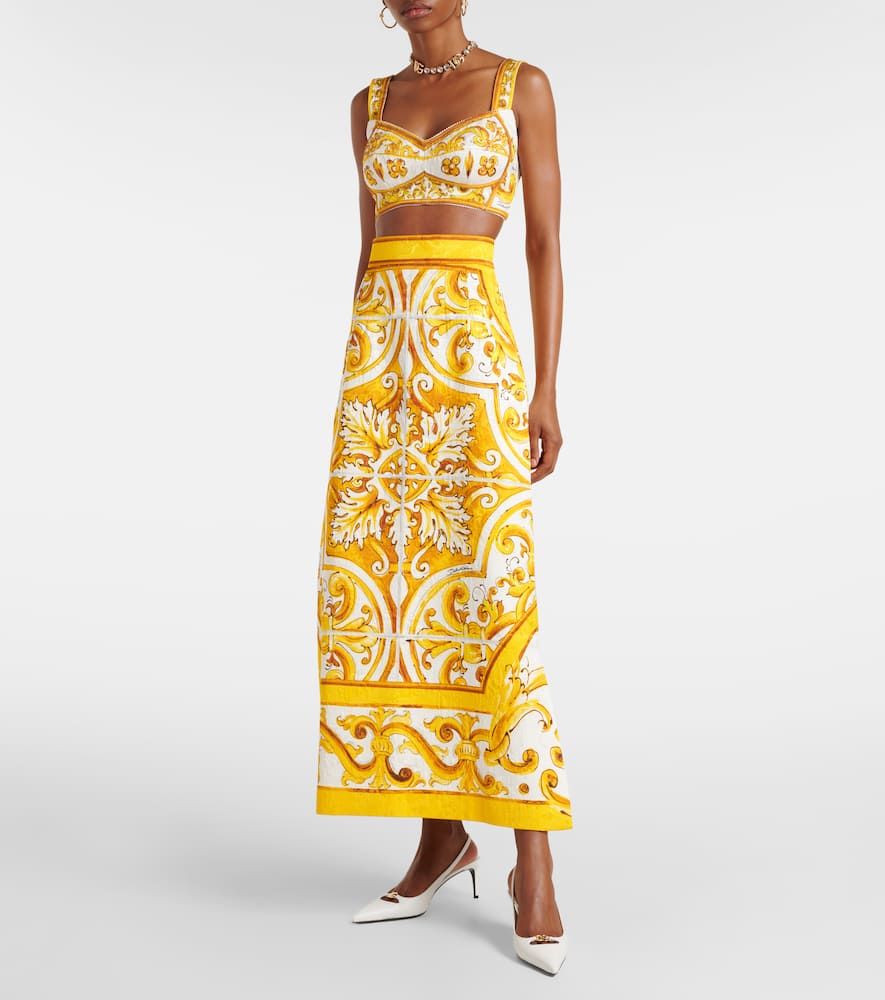 Majolica brocade midi skirt