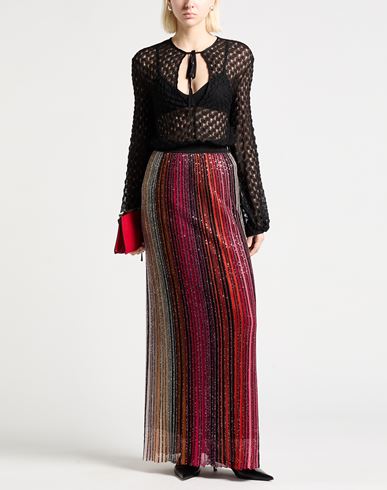 Woman Maxi skirt Garnet Size 4 Viscose, Polyamide, Metallic fiber, Polyester, Elastane