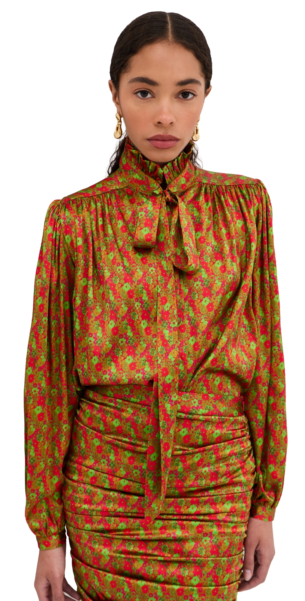 Maria Silk Blouse Floral Red