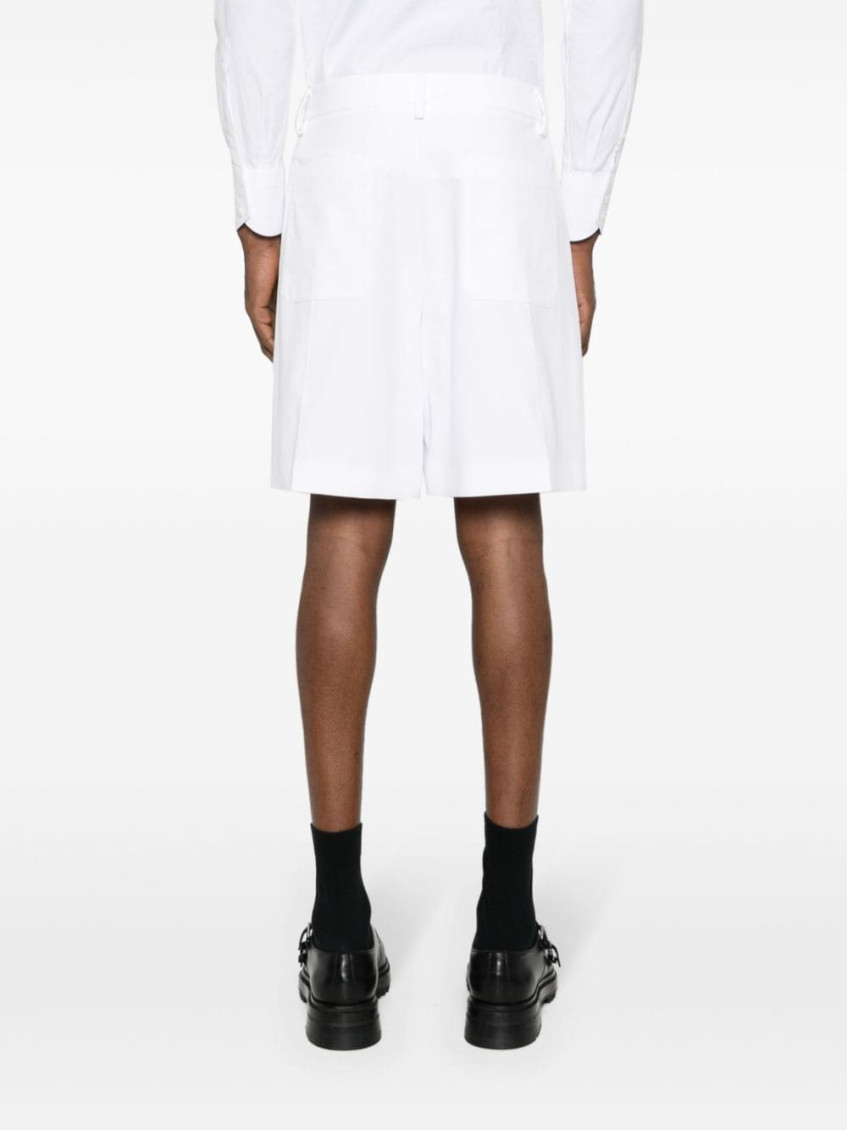 White Wool Blend Bermuda Shorts