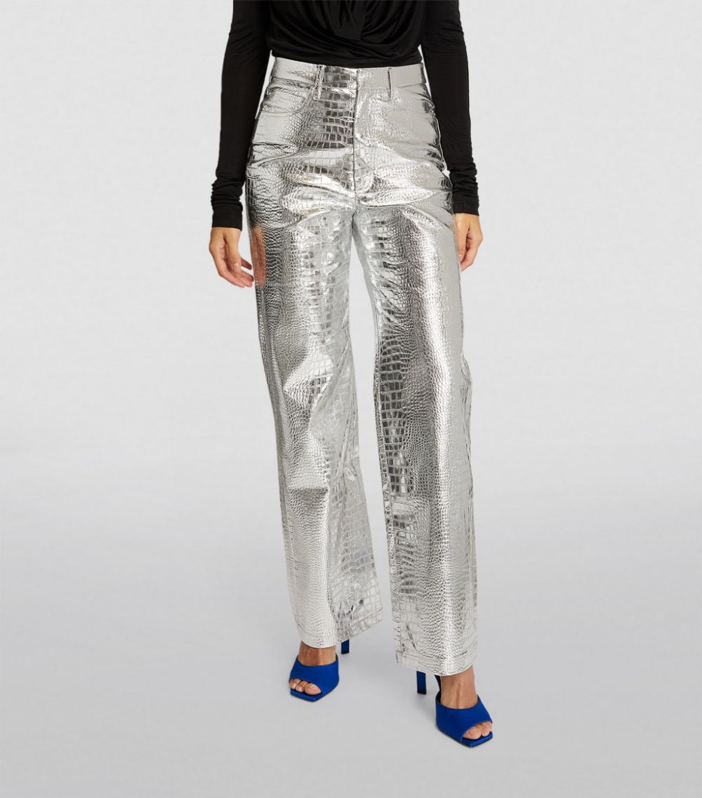 로테이트 비르커 크리스텐슨 여성 Croc Embossed Wide-Leg Trousers
